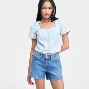 Levi's Women's Pascale Cotton Lightweight Square-Neck Cropped Blouse Size Medium